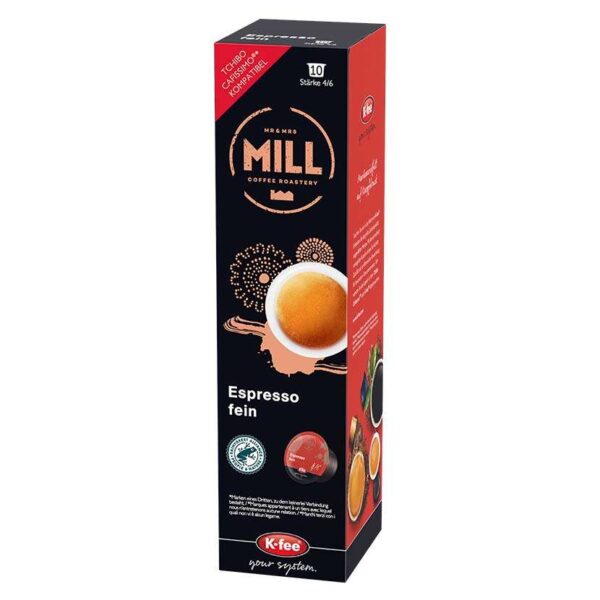 K-fee Kaffeekapseln Mr & Mrs Mill espresso-fein (10 Espresso Kapseln)