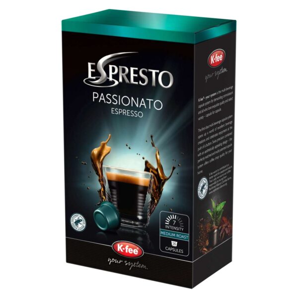 Kaffeekapseln Passionato Espresso von ESPRESTO, K-fee System / 16 Kapseln (16 Espresso Kapseln)