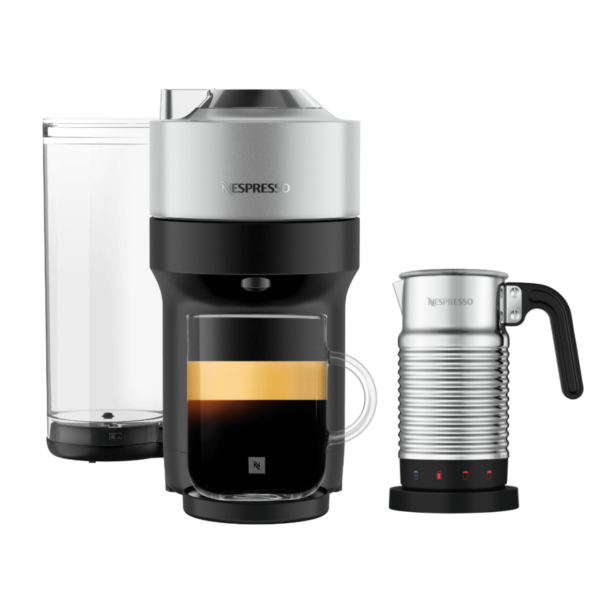 Nespresso VERTUO Pop+ Silver & Aeroccino 4 Vertuo Kaffeemaschine