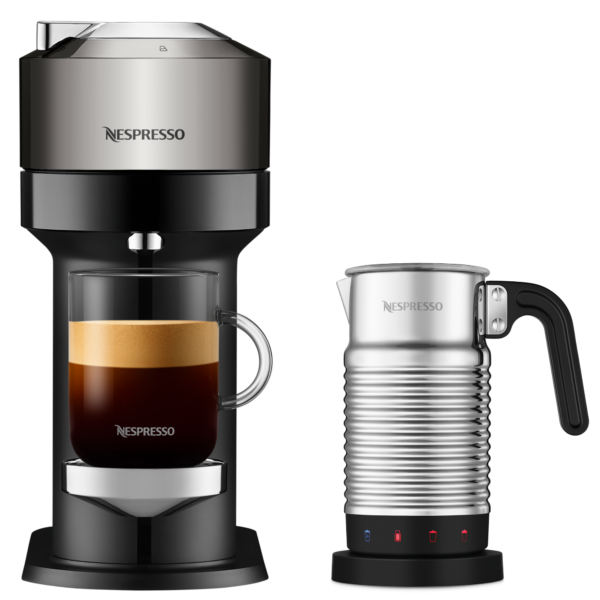 Nespresso Vertuo Next Deluxe Dark Chrome & Aeroccino 4 Vertuo Kaffeemaschine