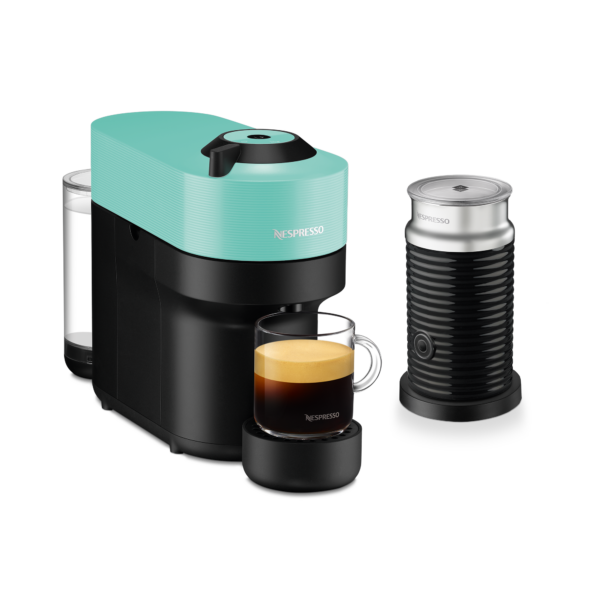 Nespresso Vertuo Pop Aqua Mint & Aeroccino 3 schwarz Vertuo Kaffeemaschine