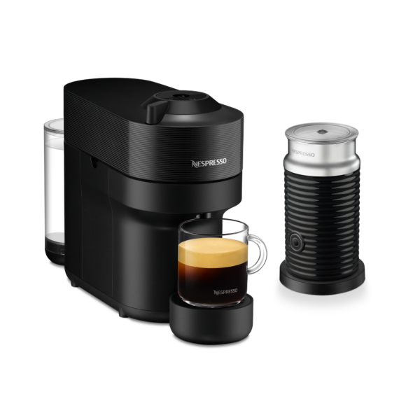 Nespresso Vertuo Pop Liquorice Black & Aeroccino 3 schwarz Vertuo Kaffeemaschine