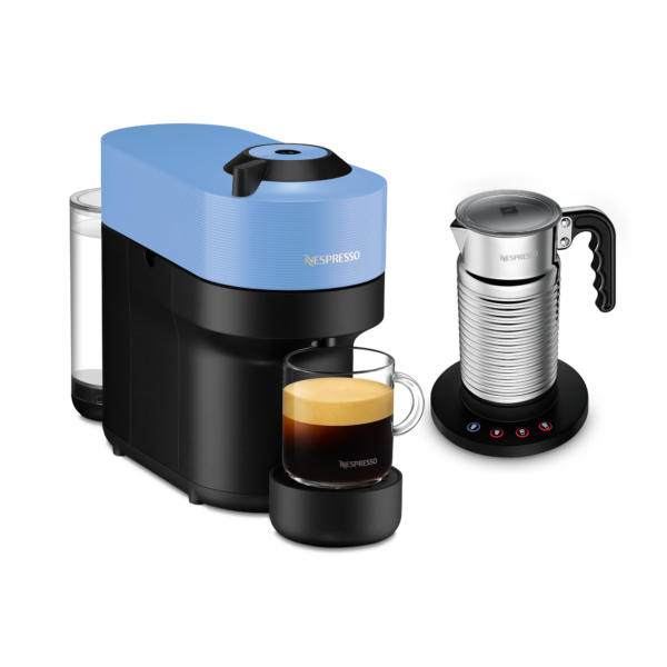 Nespresso Vertuo Pop Pacific Blue & Aeroccino 4 Vertuo Kaffeemaschine